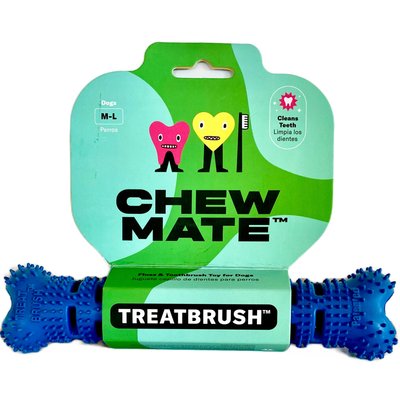 Chewmate Chewmate Natural Rubber Treatbrush Oral Care Bone Dog Toothbrush, Medium/Large