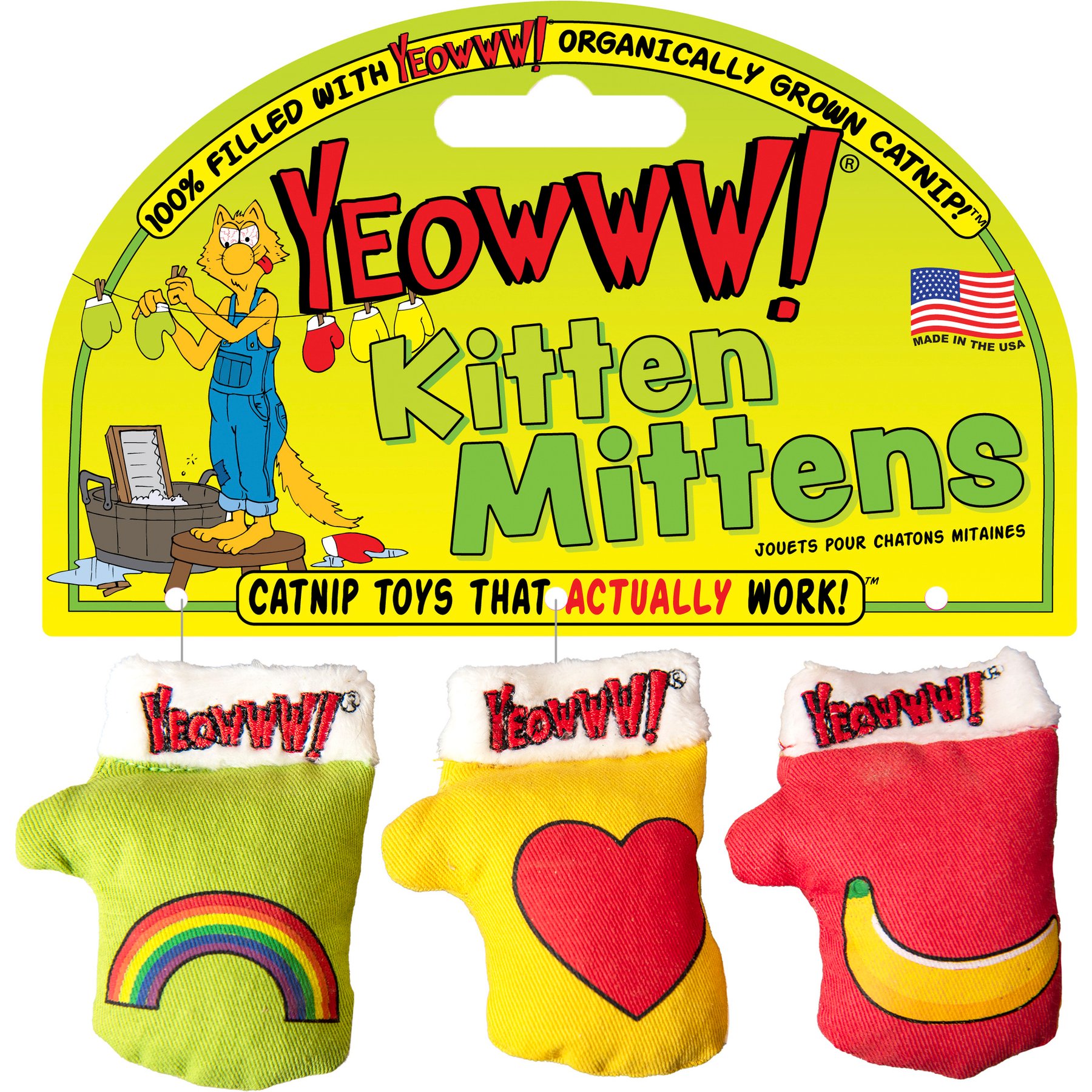 Yeowww! Kitten Mittens Cat Toy, 3 count