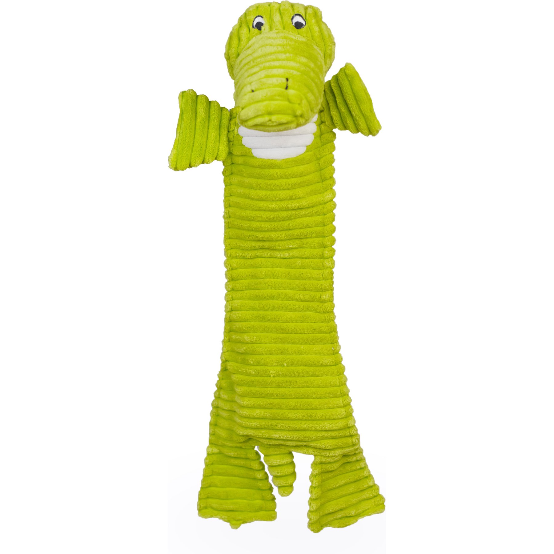 Patchwork Pet Corduroy Flat Green Alligator Dog Toy, 20-in