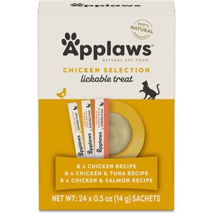 Applaws Grain-Free Chicken Selection Limited Ingredient Lickable Cat Treats, 24 count, 0.5-oz Sachets