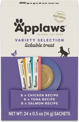 Applaws Grain-Free Variety Selection Limited Ingredient Lickable Cat Treats, 24 count, 0.5-oz Sachets