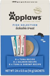 Applaws Grain-Free Fish Selection Limited Ingredient Lickable Cat Treats, 24 count, 0.5-oz Sachets