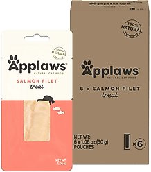 Applaws Natural Grain-Free Salmon Fillet Single Ingredient Cat Treats, 6 count, 1.06-oz loin