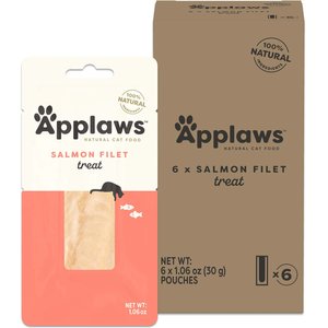 Applaws Natural Grain-Free Salmon Fillet Single Ingredient Cat Treats, 6 count, 1.06-oz loin