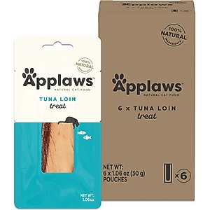Applaws Natural Grain-Free Tuna Fillet Single Ingredient Cat Treats, 6 count, 1.06-oz loin