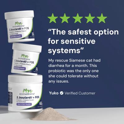 Show full view: AnimalBiome S. boulardii + FOS Powder Supplement for Dogs & Cats, 60g bag slide 7 of 11