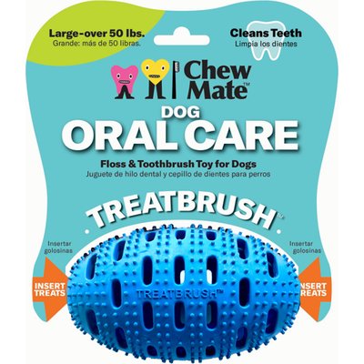 Chewmate Chewmate Natural Rubber Treatbrush Oral Care Football Dog Toothbrush, Large