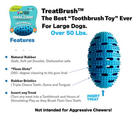 Show full view: Chewmate Natural Rubber Treatbrush Oral Care Football Dog Toothbrush, Large slide 2 of 4