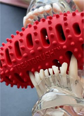 Show full view: Chewmate Natural Rubber Treatbrush Oral Care Football Dog Toothbrush, Small slide 3 of 8