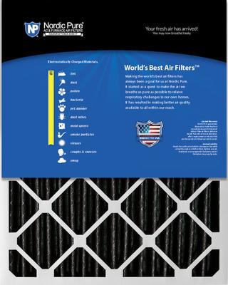 Show full view: Nordic Pure MERV 10 Pleated Plus Carbon Furnace Air Filters, 24 x 24 x 1-in, 2 count slide 6 of 10