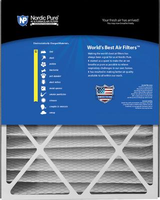 Show full view: Nordic Pure Air Bear Replacement 255649-102 MERV 10 Air Filters, 20 x 25 x 5-in AB, 1 count slide 5 of 9