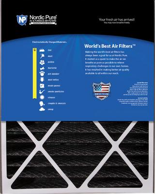 Show full view: Nordic Pure Air Bear MERV 10 Pleated Plus Carbon Air Filter Replacement, 20 x 25 x 5-in AB, 4 count slide 6 of 10
