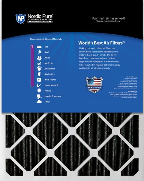 Nordic Pure MERV 8 Pleated Plus Carbon Furnace Air Filters