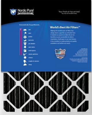 Show full view: Nordic Pure MERV 8 Pleated Plus Carbon Furnace Air Filters, 18 x 24 x 1-in, 2 count slide 5 of 9