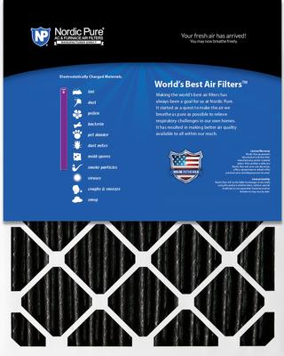 Show full view: Nordic Pure MERV 8 Pleated Plus Carbon Furnace Air Filters, 16 x 25 x 4-in, 1 count slide 5 of 9