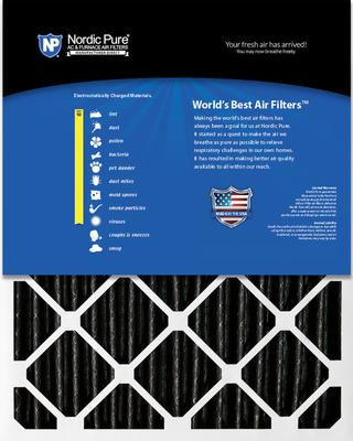 Show full view: Nordic Pure MERV 10 Pleated Plus Carbon Furnace Air Filters, 16 x 25 x 4-in, 1 count slide 6 of 10