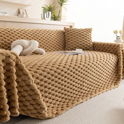 Slashop Cozy Chic Sofa Cover, Honeycomb Beige, 71 x 70-in