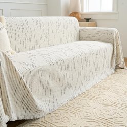 Slashop Jacquard Chenille Couch Cover, Cream Elegance, 71 x 149-in