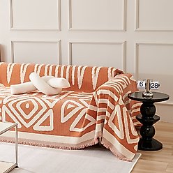 Slashop Geometric Boho Style Couch Cover, Orange Bohemian, 71 x 90-in