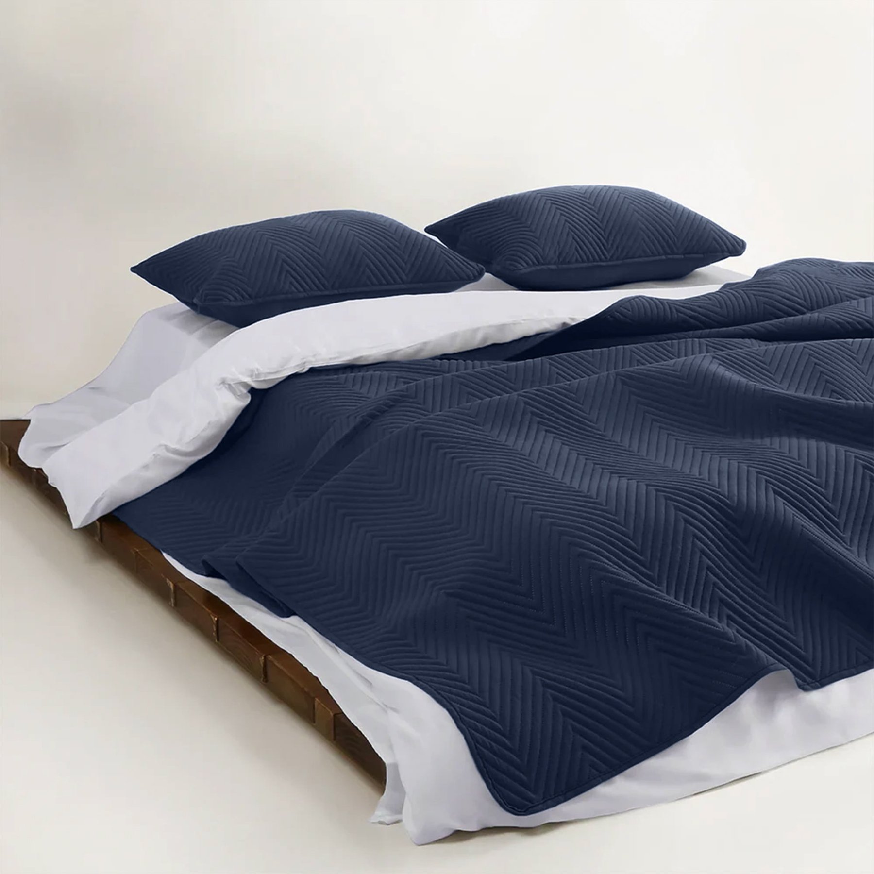 Slashop FURRFREE Quilt Set, Navy Blue, King/California King