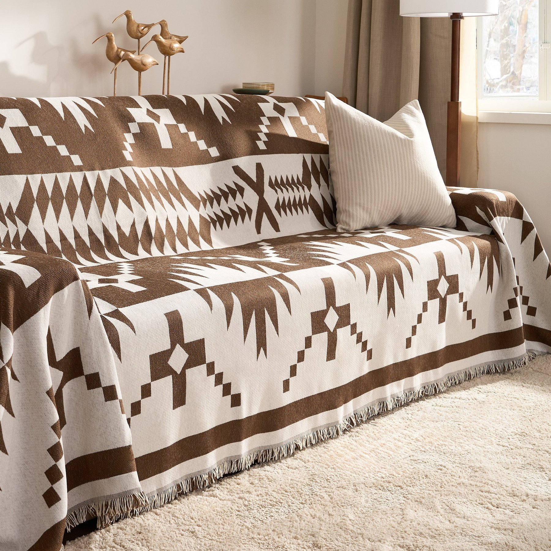 Slashop Tribal Pattern Couch Cover, Cocoa Dreams, 71 x 134-in