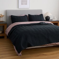 Slashop FURRFREE Quilt Set, Black, King/California King