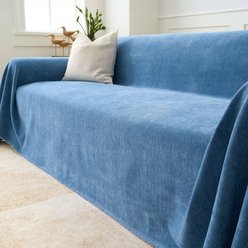 Slashop Durable Pet Friendly Herringbone Couch Cover, Ocean Indigo, 90 x 134-in