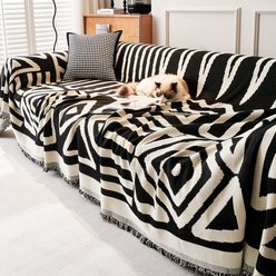 Slashop Geometric Boho Style Couch Cover, Black Bohemian, 71 x 165-in