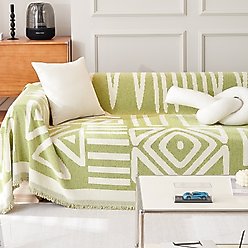 Slashop Geometric Boho Style Couch Cover, Green Bohemian, 71 x 90-in
