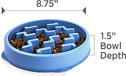 Outward Hound Fun Feeder Slow Feeder Dog Bowl, Blue, 2-cup slide 2 of 7