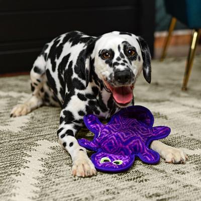 Show full view: Outward Hound Durablez Gecko Tough Squeaky Stuffing-Free Dog Plush Toy, Purple, Medium slide 5 of 8