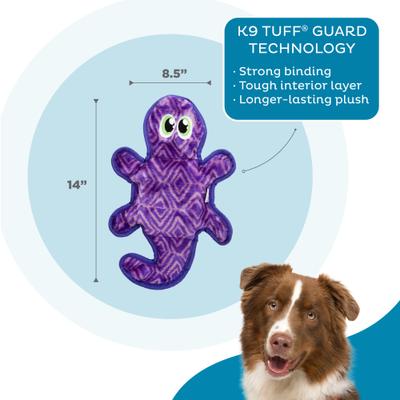 Show full view: Outward Hound Durablez Gecko Tough Squeaky Stuffing-Free Dog Plush Toy, Purple, Medium slide 3 of 8