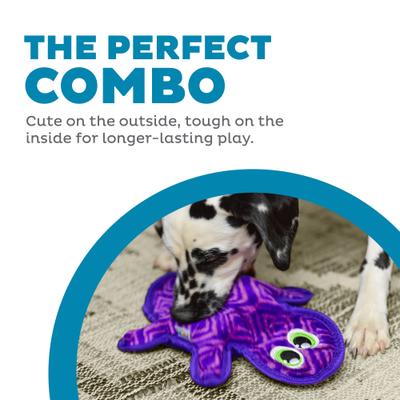 Show full view: Outward Hound Durablez Gecko Tough Squeaky Stuffing-Free Dog Plush Toy, Purple, Medium slide 2 of 8