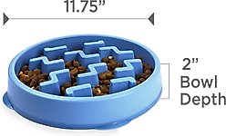 Outward Hound Fun Feeder Slow Feeder Dog Bowl, Blue, 4-cup slide 2 of 7