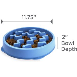 Outward Hound Fun Feeder Slow Feeder Dog Bowl, Blue, 4-cup