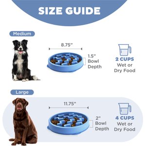 Outward Hound Fun Feeder Slow Feeder Dog Bowl, Blue, 4-cup