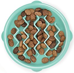Outward Hound Non-Skid Plastic Slow Feeder Dog Bowl, Mint, 0.75-cup
