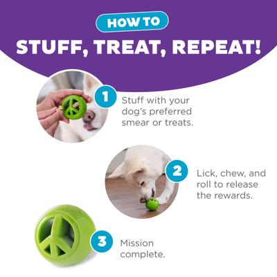 Show full view: Outward Hound Orbee-Tuff Nooks Treat Dispensing Tough Dog Chew Toy, Peace slide 5 of 13