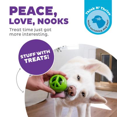 Show full view: Outward Hound Orbee-Tuff Nooks Treat Dispensing Tough Dog Chew Toy, Peace slide 3 of 13