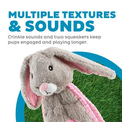 Show full view: Outward Hound Cuddle Tugs Bunny Squeaky Plush Dog Toy slide 4 of 10