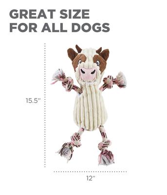 Show full view: Outward Hound Ranch Roperz Cow Squeaky Plush Dog Toy slide 6 of 7