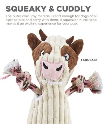 Show full view: Outward Hound Ranch Roperz Cow Squeaky Plush Dog Toy slide 5 of 7