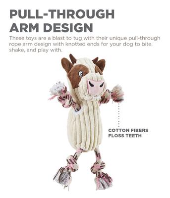 Show full view: Outward Hound Ranch Roperz Cow Squeaky Plush Dog Toy slide 4 of 7