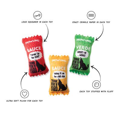 Show full view: Fringe Studio Howling Hot Sauce 3Pc Sml Dog Toyset, Multi slide 2 of 4