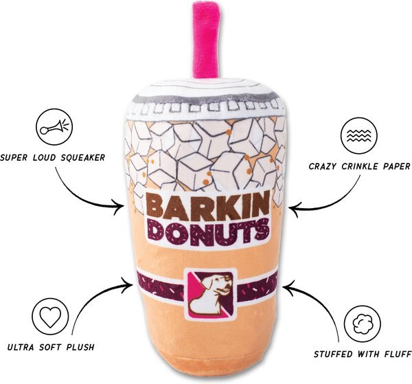 Fringe Studio Barkin Donut Iced Caffee Plsh Dog Toy, Multi