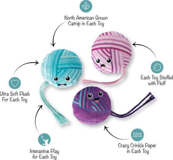 Fringe Studio Time To Unwind Cat Toy, Multi, Set of 3