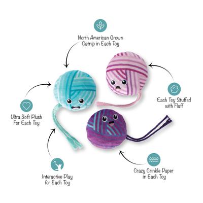 Show full view: Fringe Studio Time To Unwind Cat Toy, Multi, Set of 3 slide 3 of 7