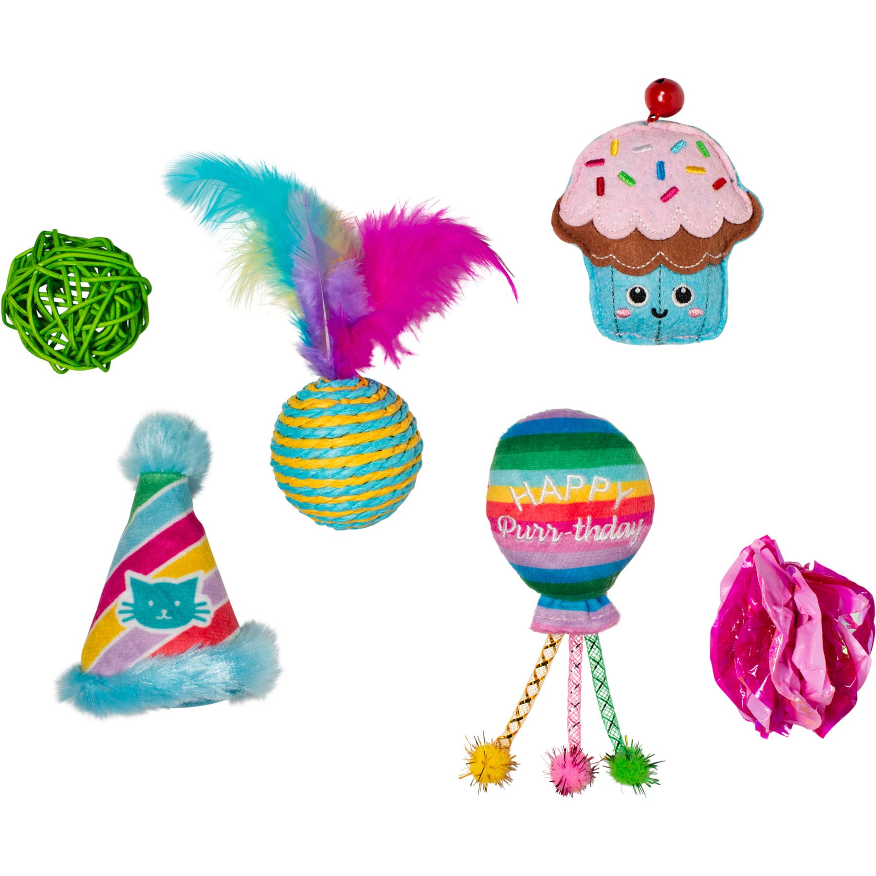 Fringe Studio Happy Purrthday Cat Toy, Multi, Set of 6