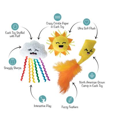 Show full view: Fringe Studio Purr-Fect Weather Cat Toy, Multi, Set of 3 slide 3 of 6