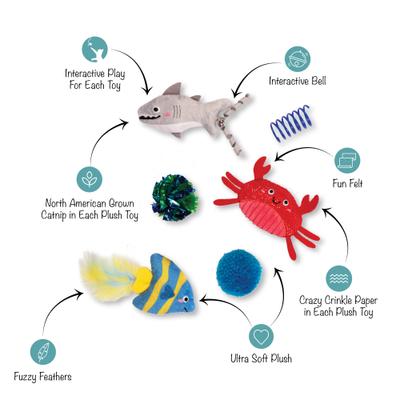 Show full view: Fringe Studio Watr U Waiting for Cat Toy, Multi, Set of 6 slide 2 of 2